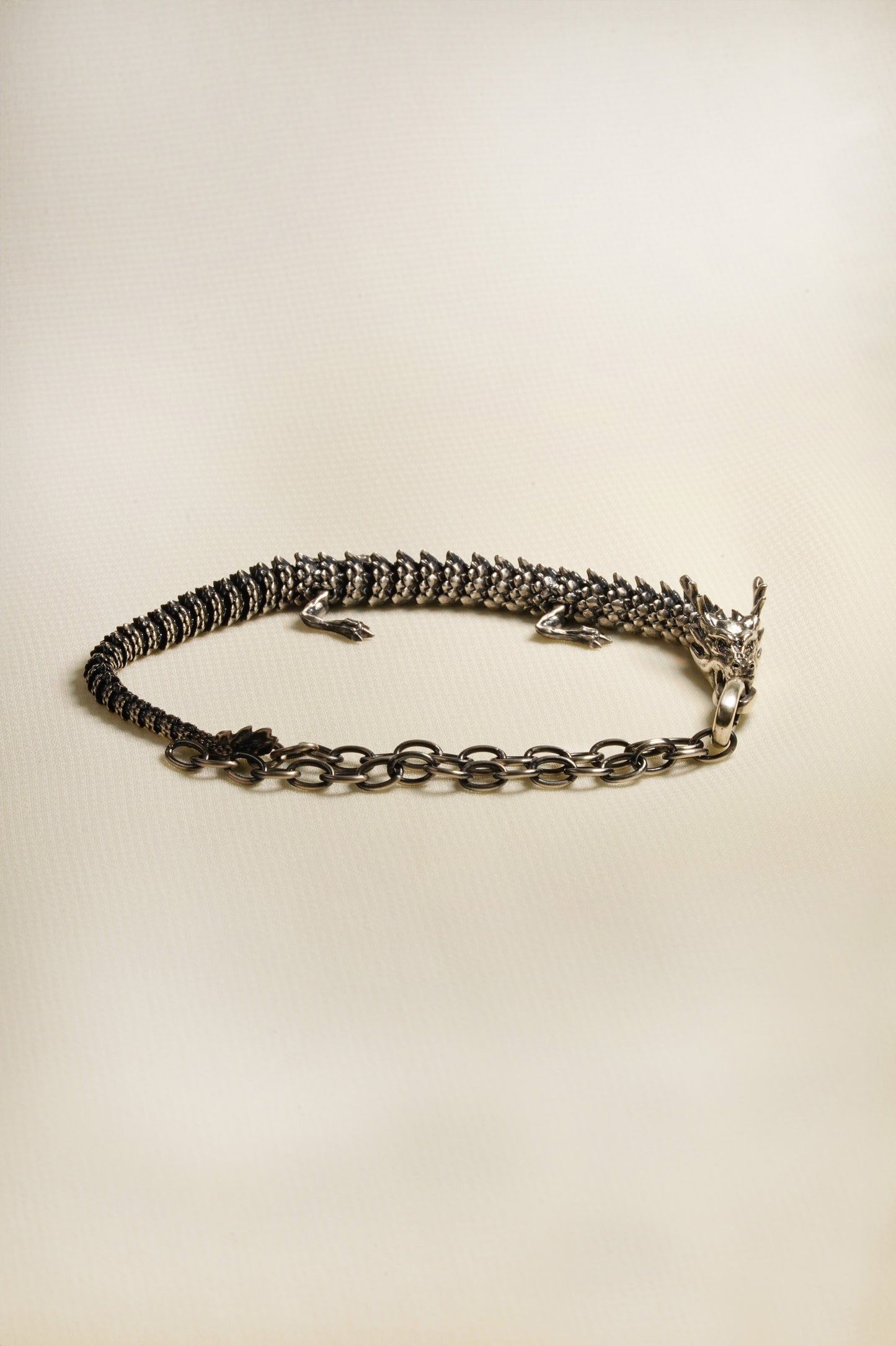 Medium 3D Printed Sterling Silver Dragon Bracelet