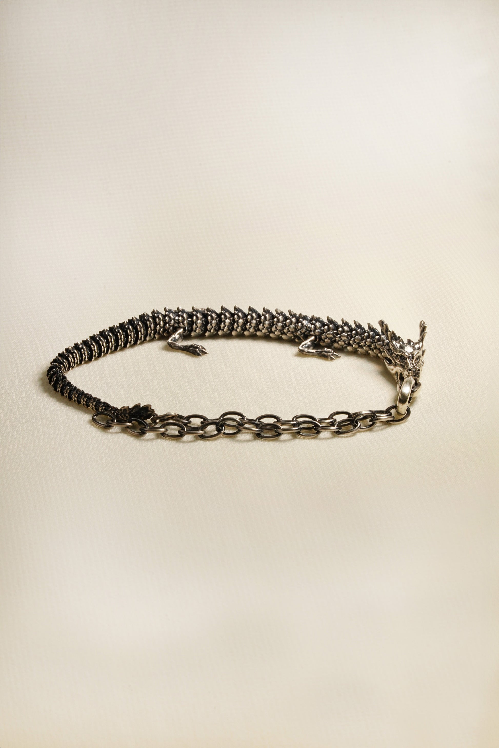 Medium 3D Printed Sterling Silver Dragon Bracelet