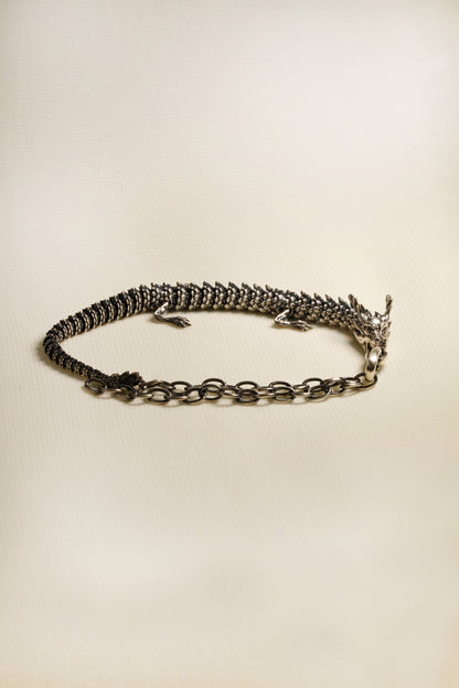 Medium 3D Printed Sterling Silver Dragon Bracelet