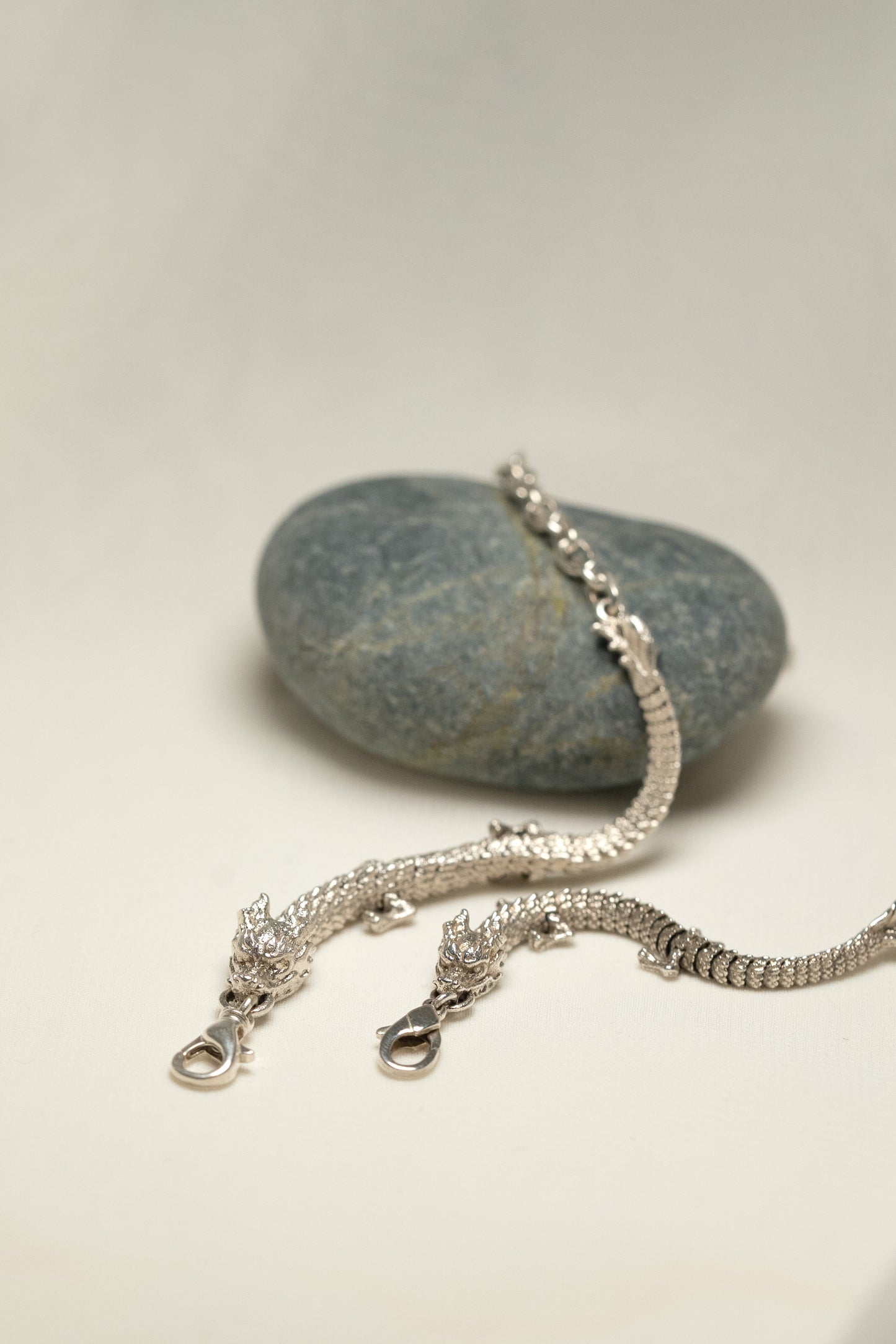 3D Printed Sterling Silver Dragon Bracelet in Small and Medium Size