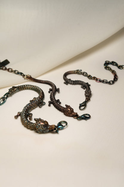3D Printed Sterling Silver Electroplated Dragon Bracelet in Three Sizes