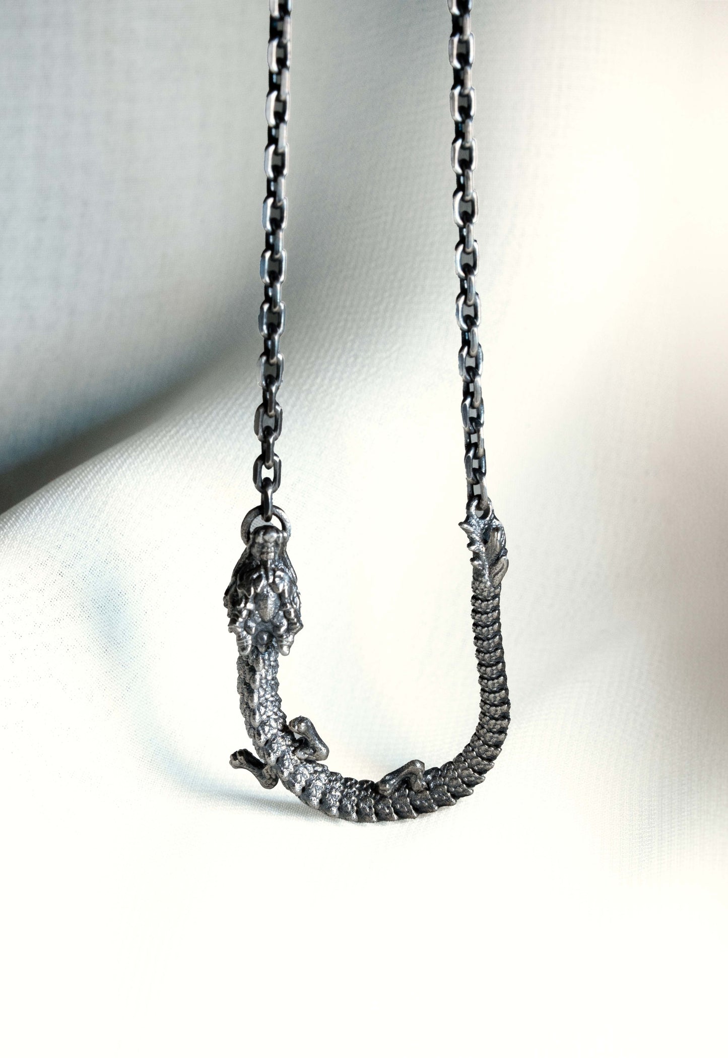 3D Printed Dragon Necklace - Sterling Silver