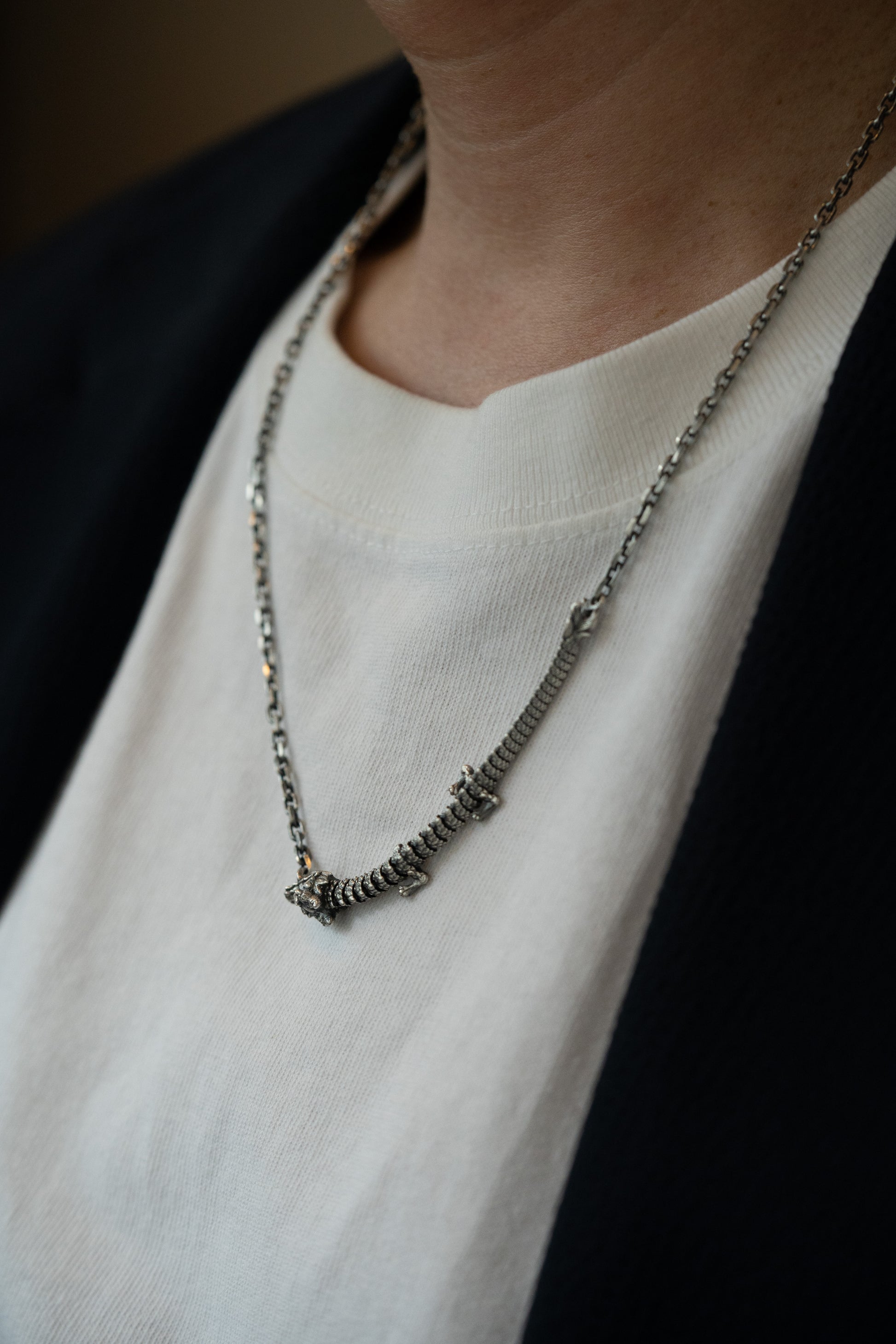 3D Printed Sterling Silver Dragon Necklace