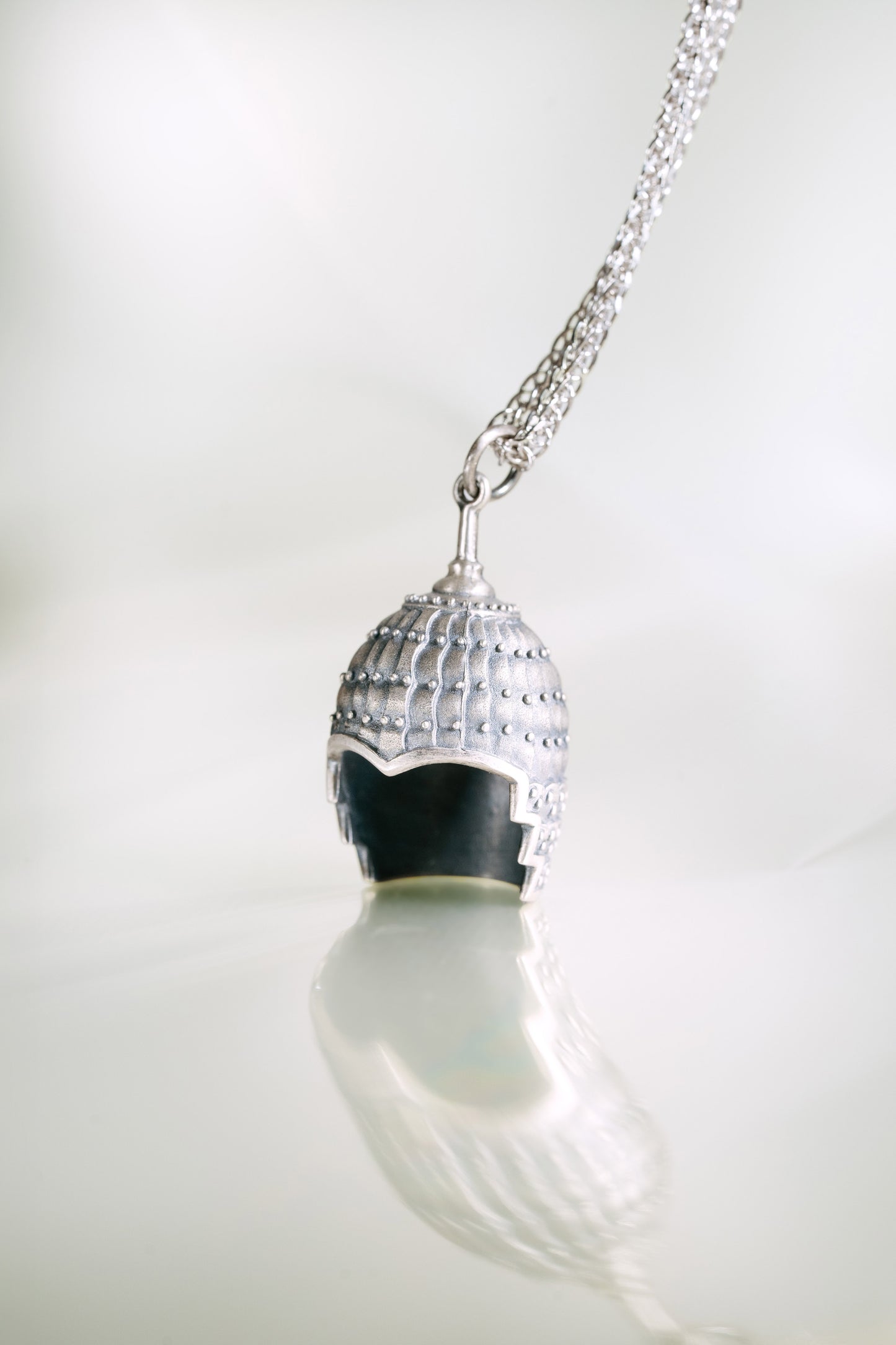 Aged Finish Sterling Silver Armour Pendant in 10g hung on a 925 Silver Chain