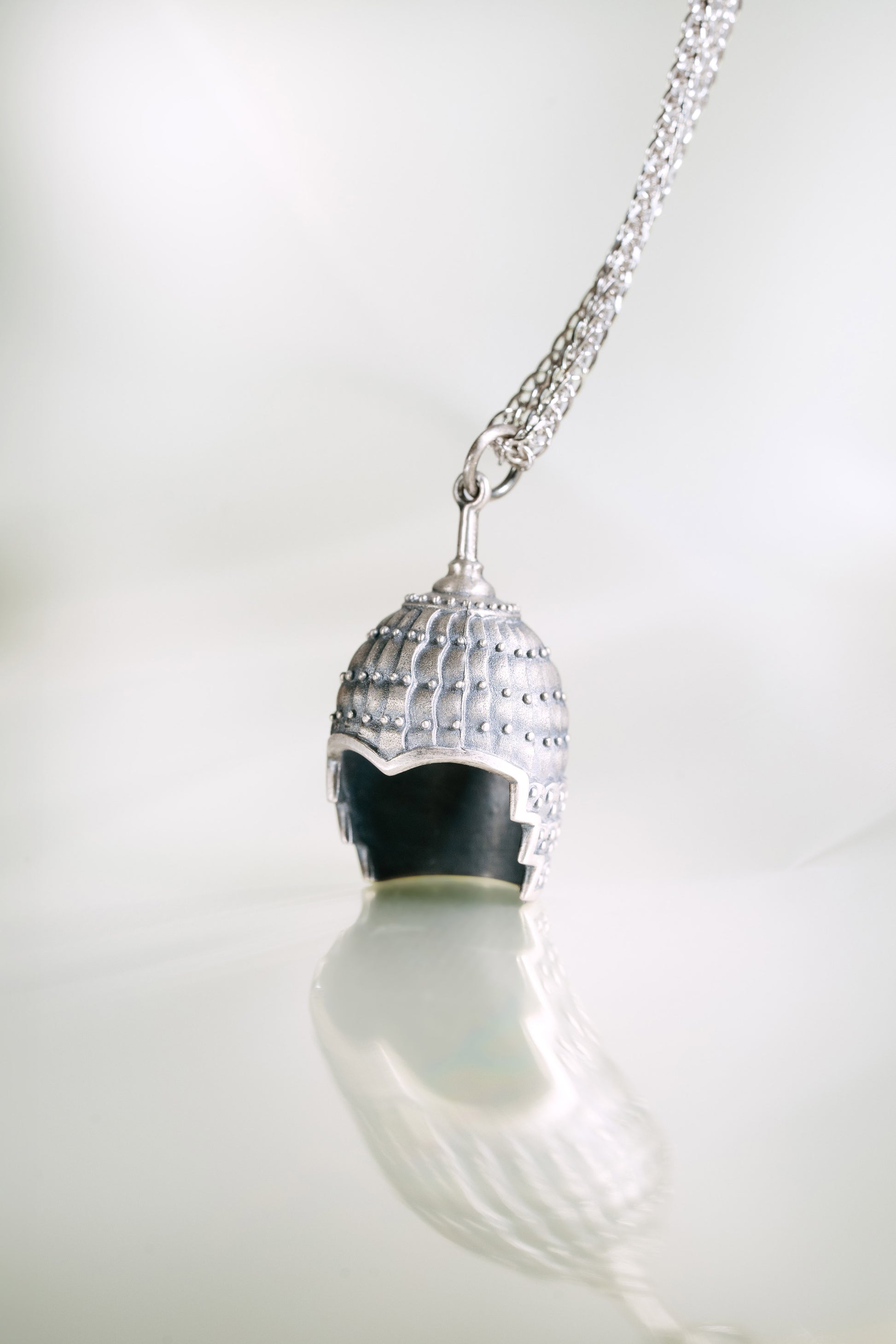 Aged Finish Sterling Silver Armour Pendant in 10g hung on a 925 Silver Chain