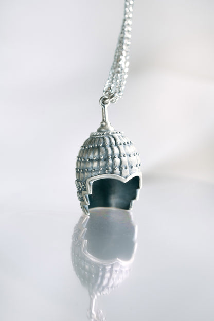 Aged Finish Sterling Silver Armour Pendant in 10g hung on a 925 Silver Chain