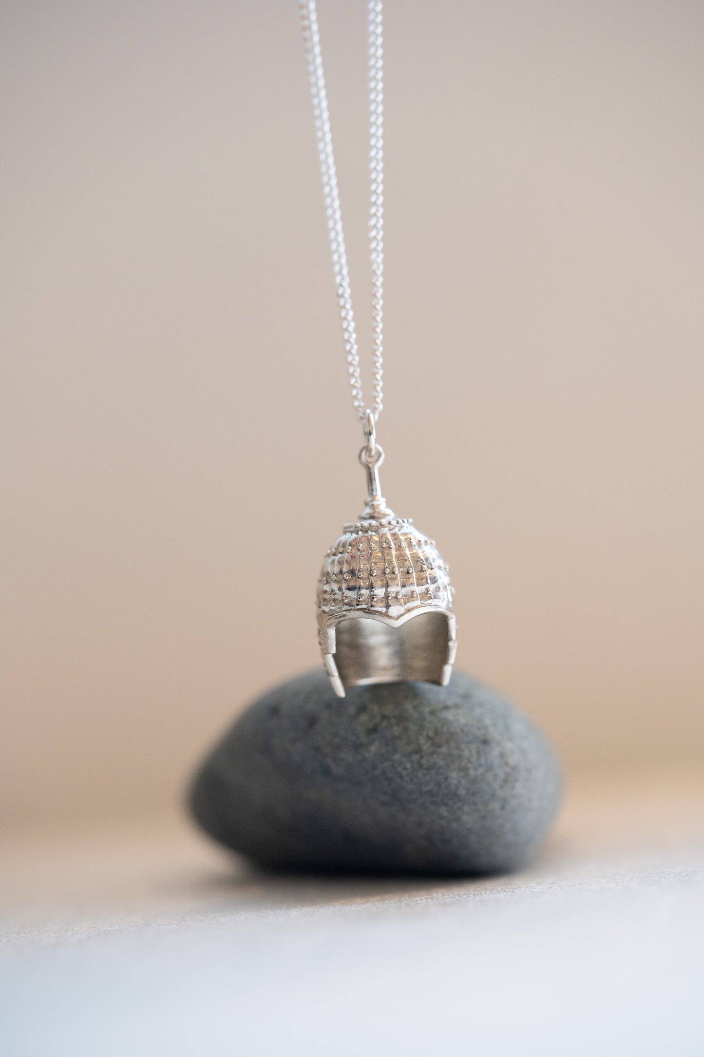 High Shine Finish Armour Pendant hung on a 925 Silver Chain