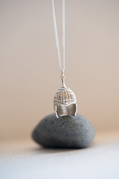 High Shine Finish Armour Pendant hung on a 925 Silver Chain