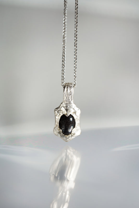 Black Jadeite with 925 Silver Pendant hung on a Sterling Silver Chain