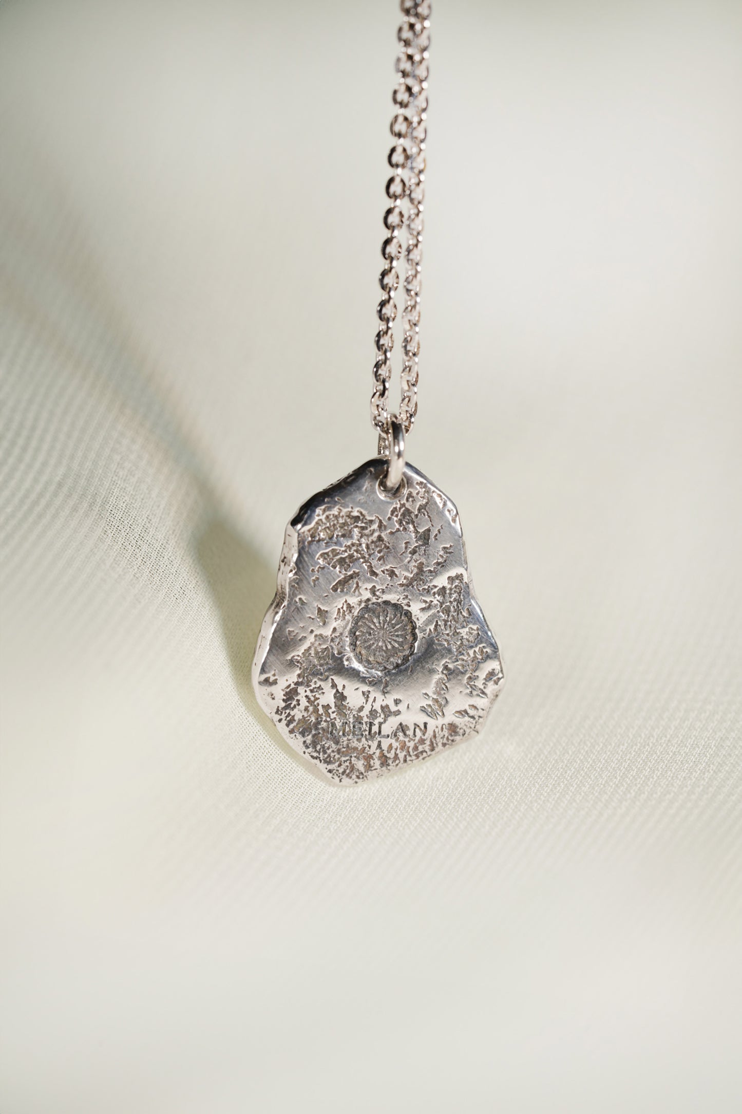 Chrysanthemum Sterling Silver Pendant with 24K Yellow Gold Accent in 13.73g hung on a 925 Silver Chain