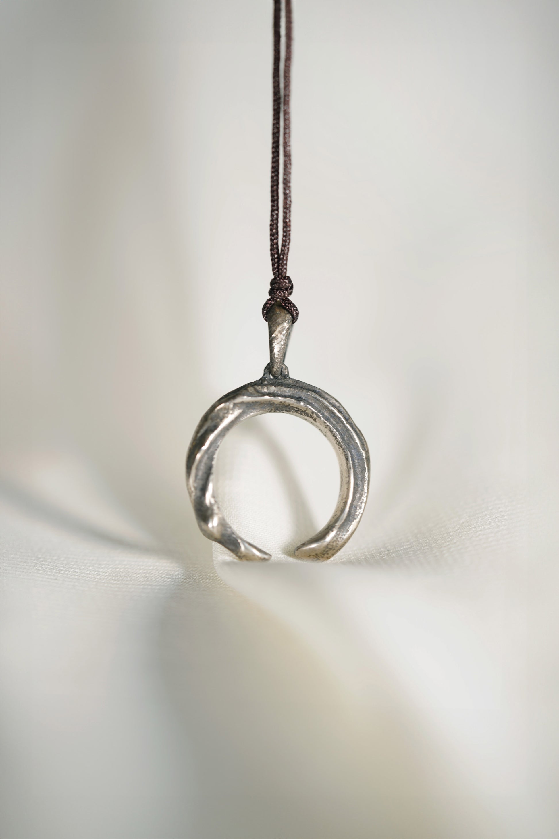 Sterling Silver Enso Pendant with Pendant Ear