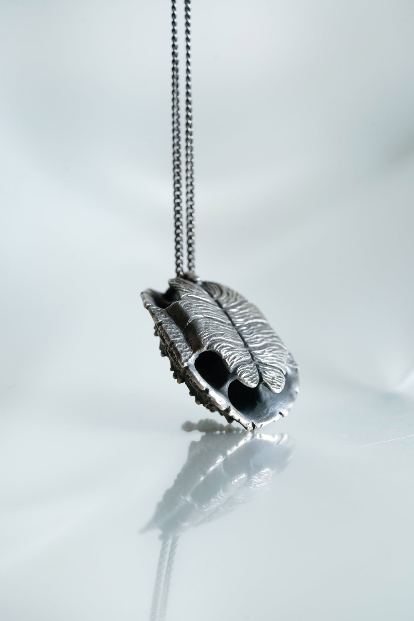 925 Silver Turtle Shell Pendant hung on a Black Sterling Silver Chain