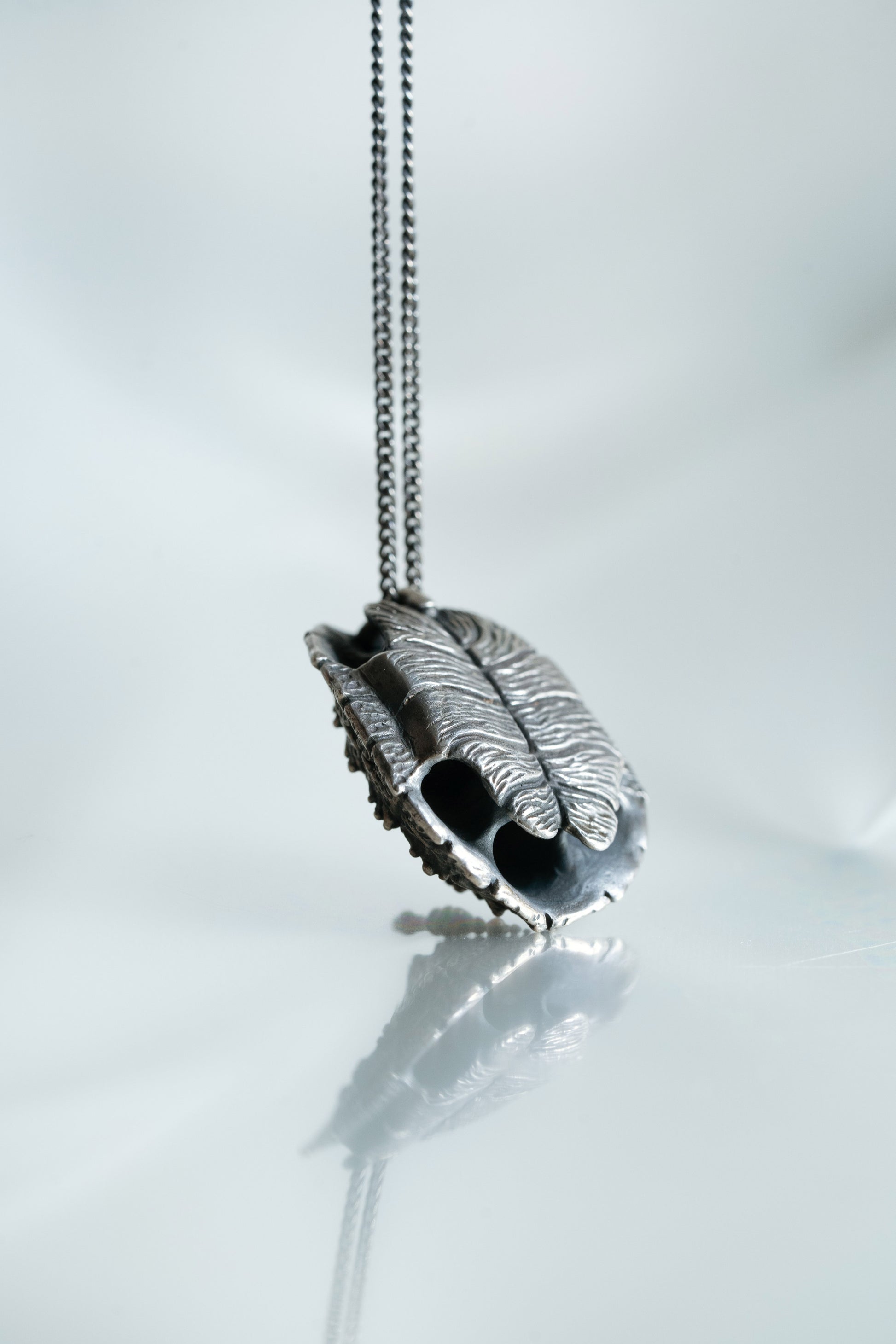 925 Silver Turtle Shell Pendant hung on a Black Sterling Silver Chain