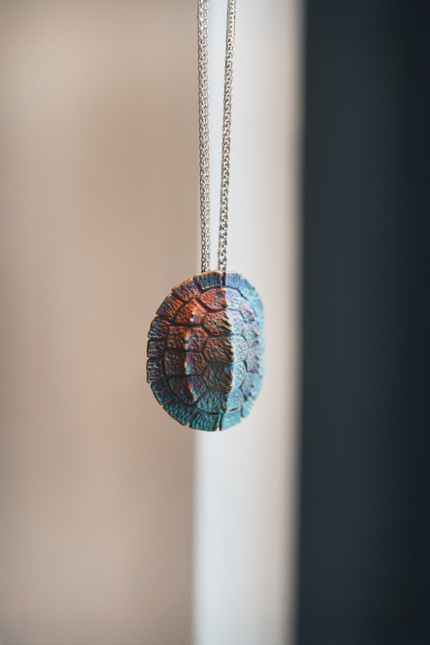 Turtle Shell Pendant - 925 Silver - Iridescent Finish