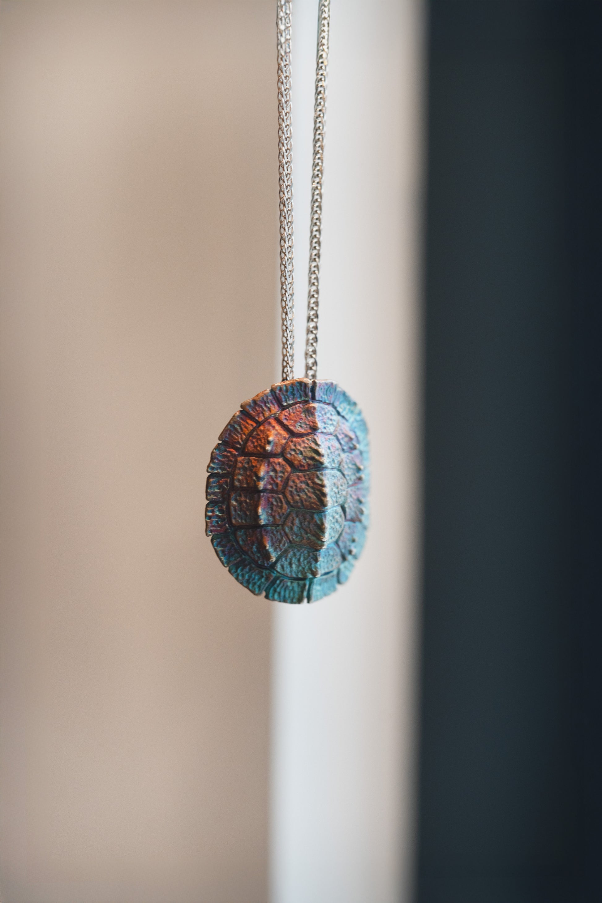 Turtle Shell Pendant - 925 Silver - Iridescent Finish