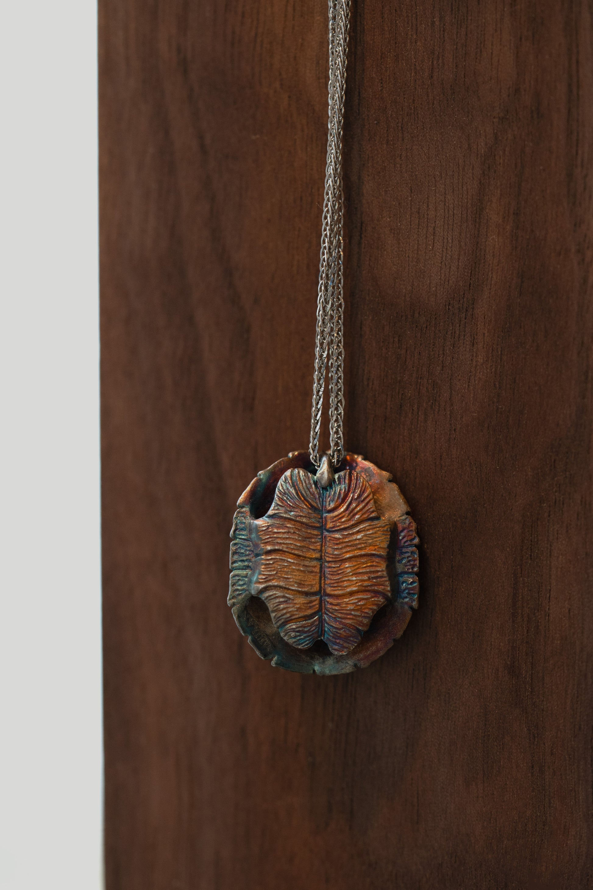 Turtle Shell Pendant - 925 Silver - Iridescent Finish