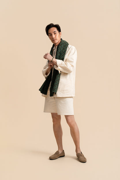 Green Lucky Clover Leaf Silk Scarf (Without Fringes)