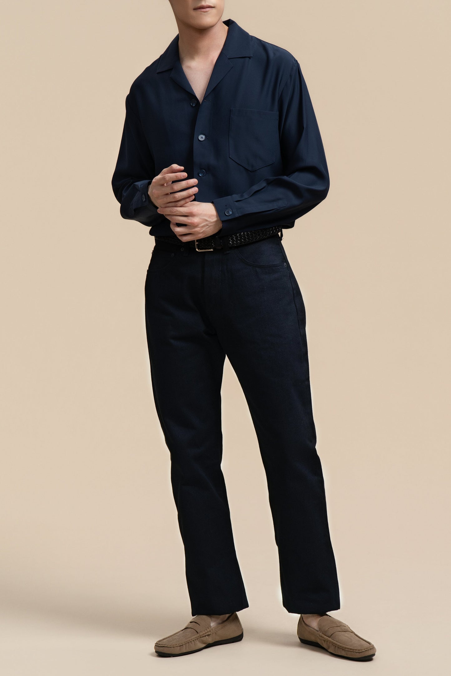 Blue Long Sleeve Silk Shirt