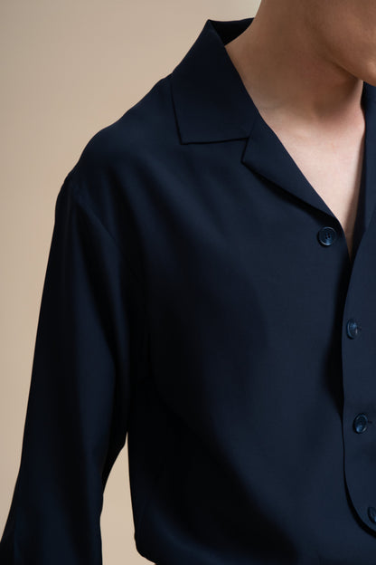 Blue Long Sleeve Silk Shirt