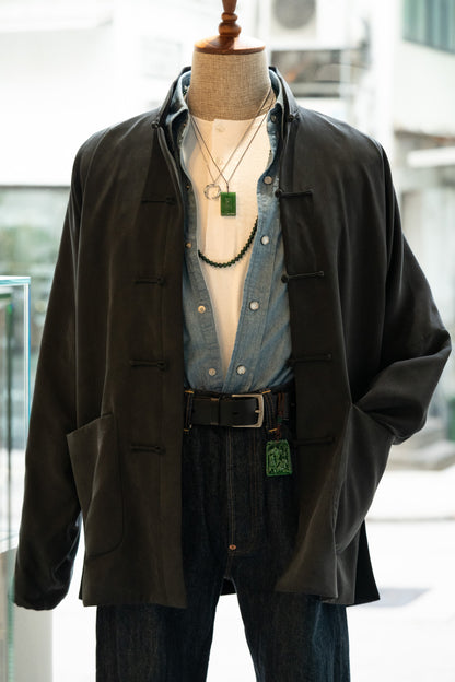 Black Pure Silk Tang Jacket