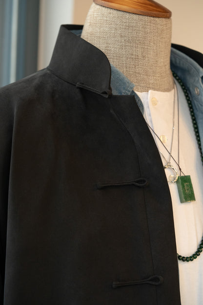 Black Pure Silk Tang Jacket
