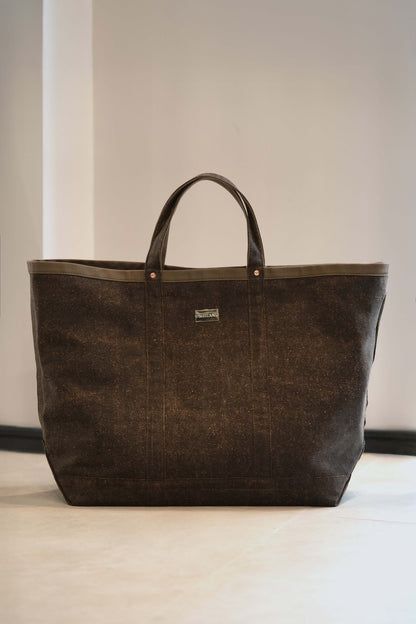 Extra Large Brown Mud Silk Tote Bag-Front