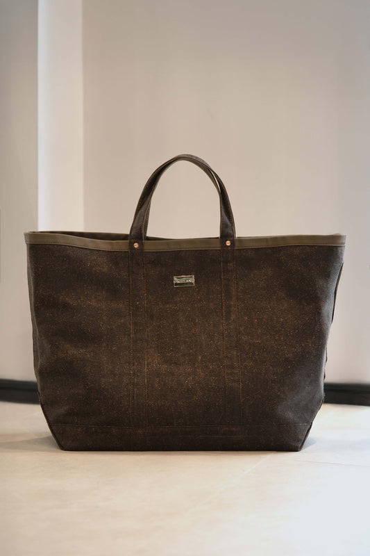 Extra Large Brown Mud Silk Tote Bag-Front
