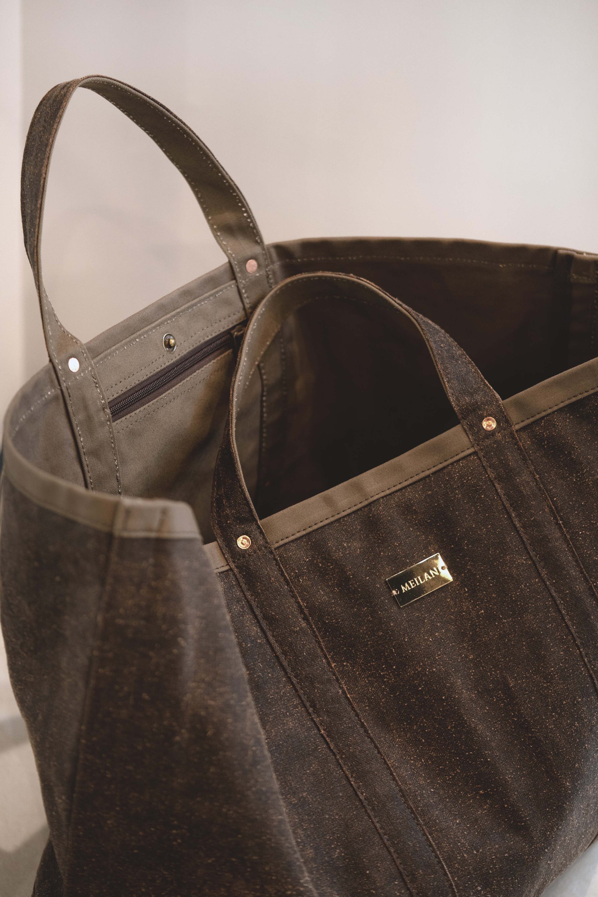 Extra Large Brown Mud Silk Tote Bag