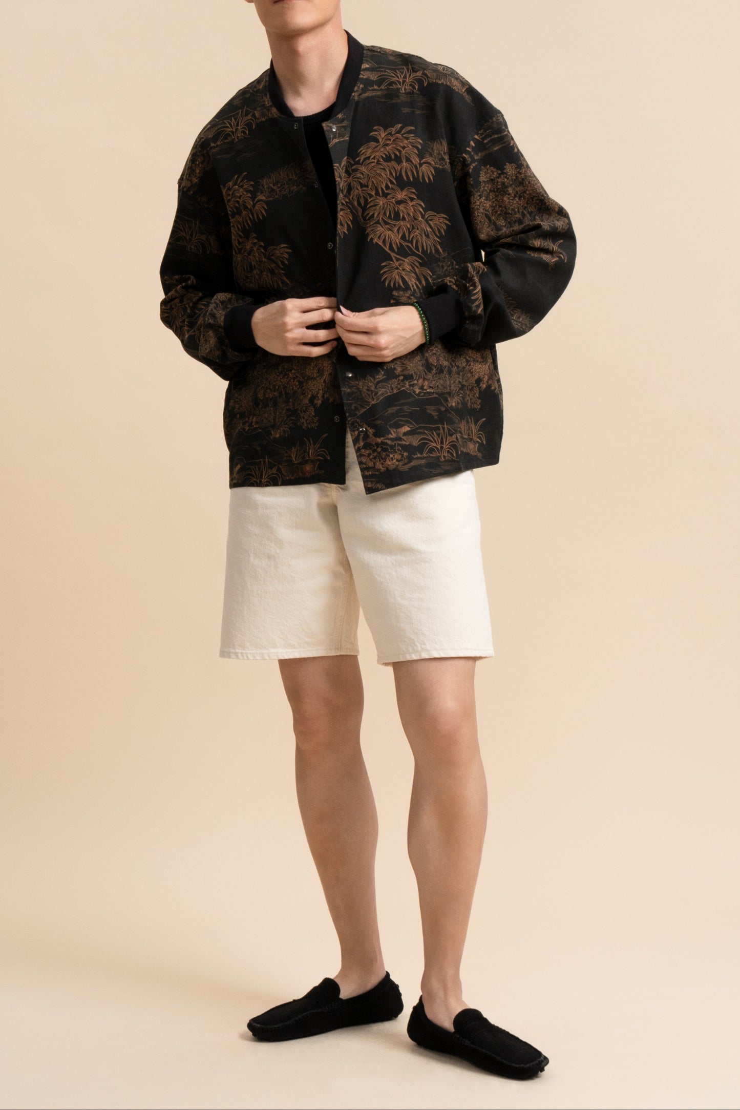 Silk Black Bamboo Bomber Jacket