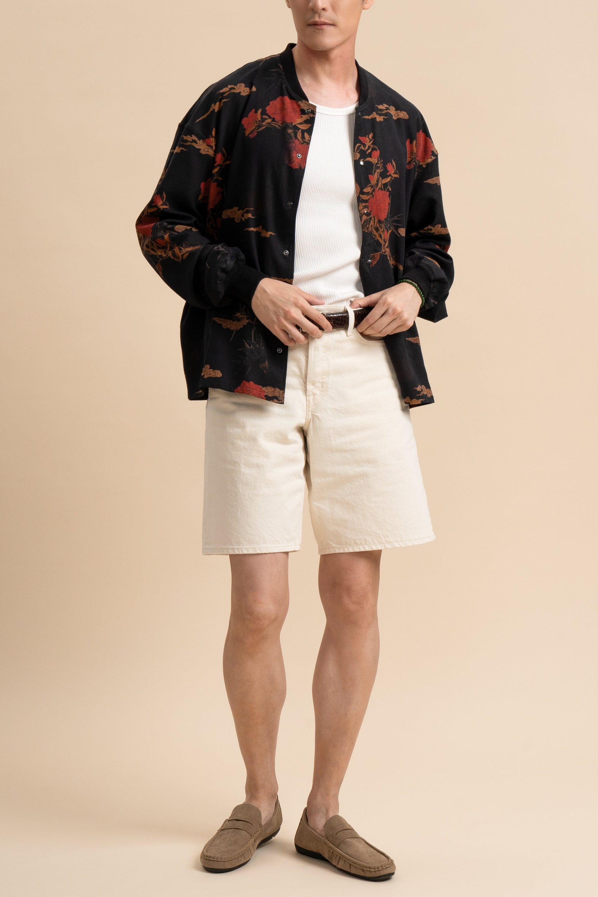 Silk Red Floral Bomber Jacket