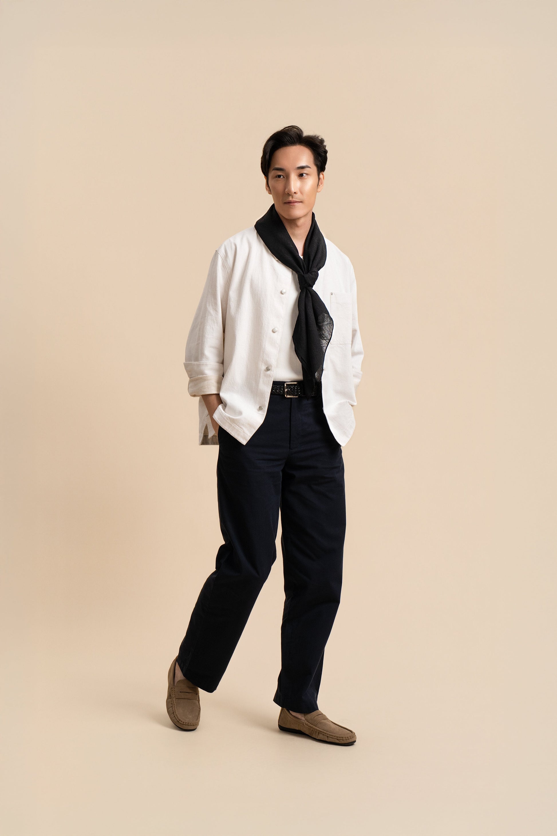 Black Silk Square with Dragon Motif