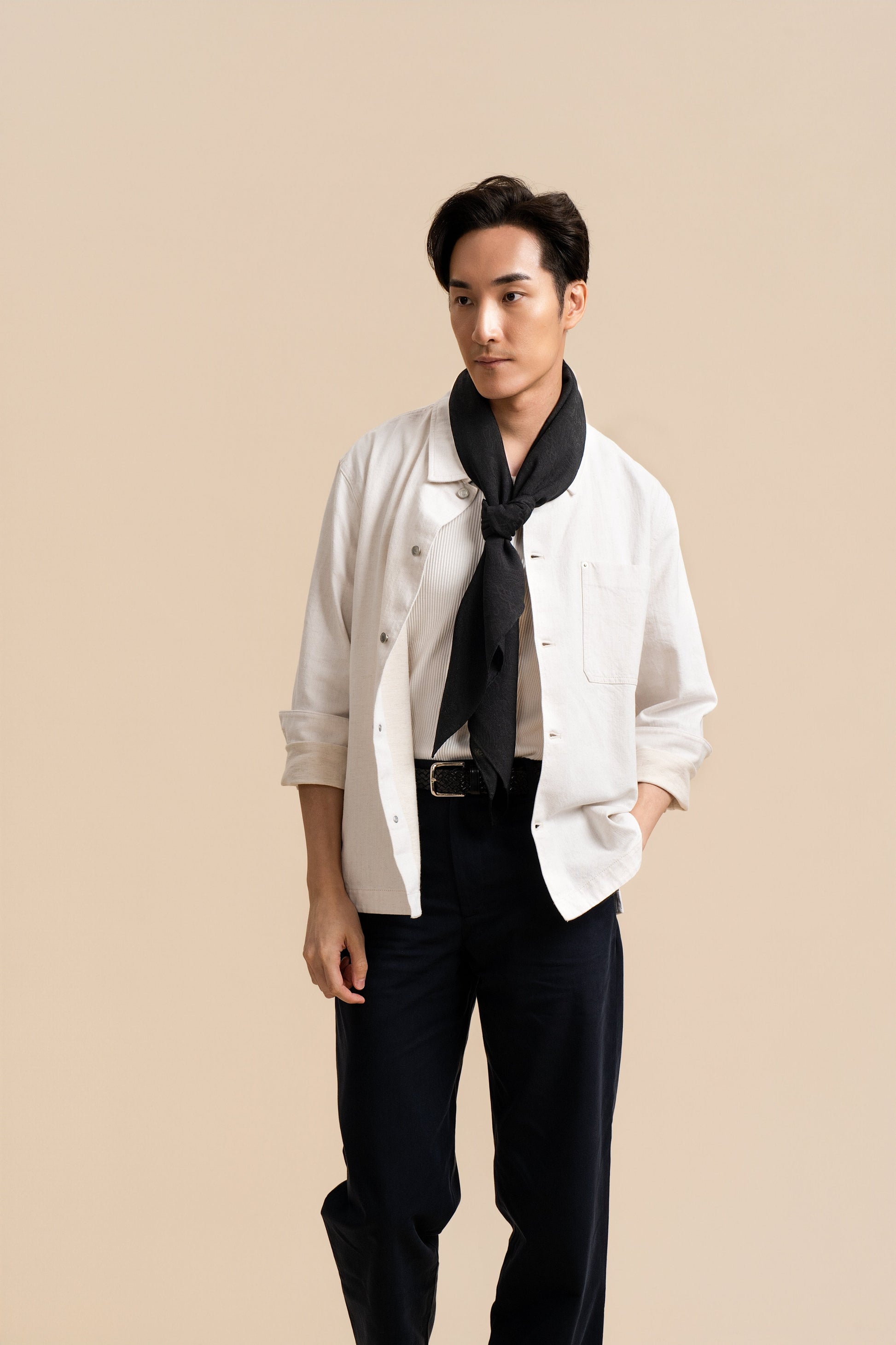 Black Silk Square with Dragon Motif