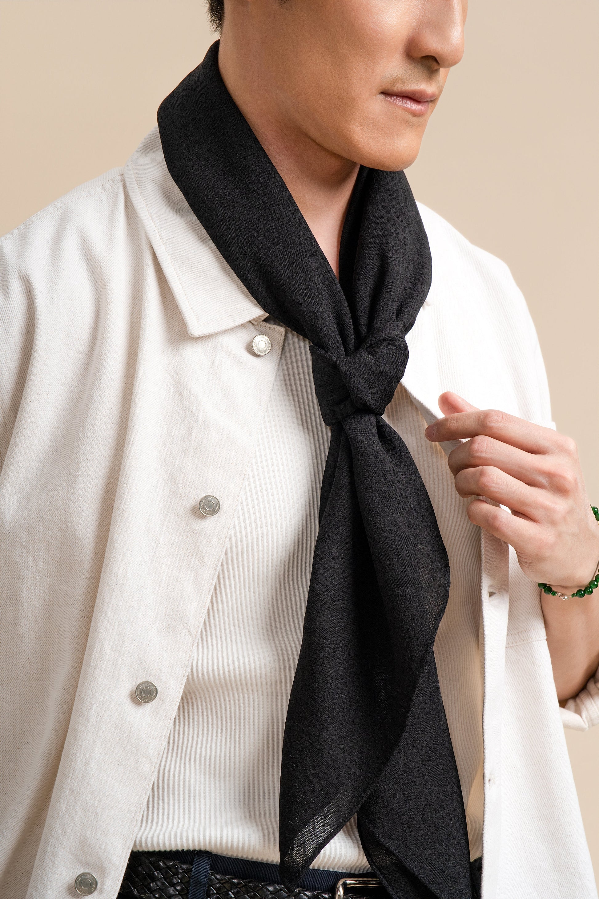 Black Silk Square with Dragon Motif