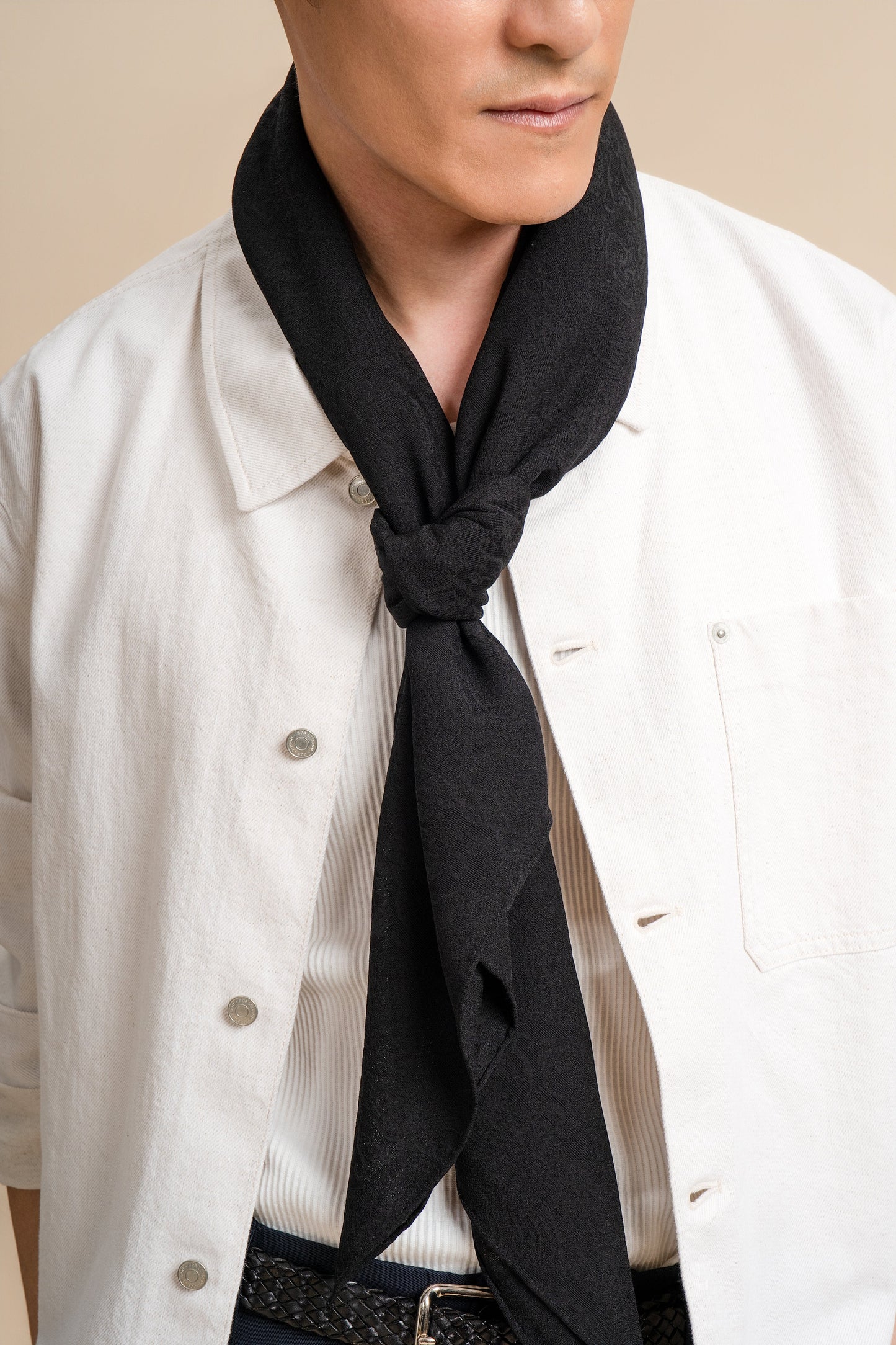 Black Silk Square with Dragon Motif