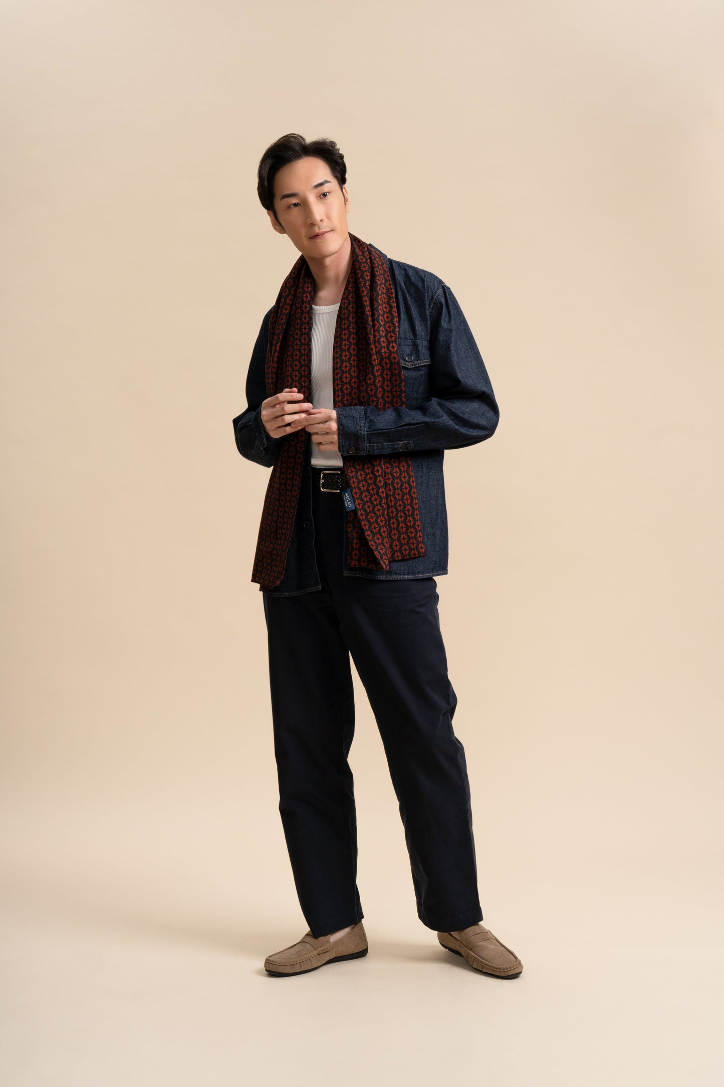 Green and Orange Silk Scarf