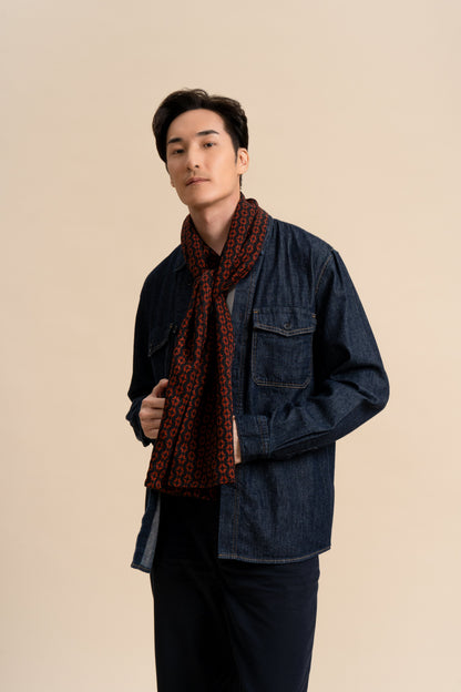 Green and Orange Silk Scarf