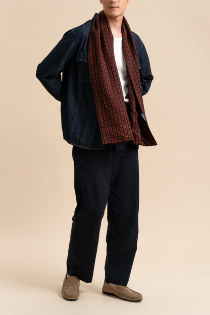 Green and Orange Silk Scarf