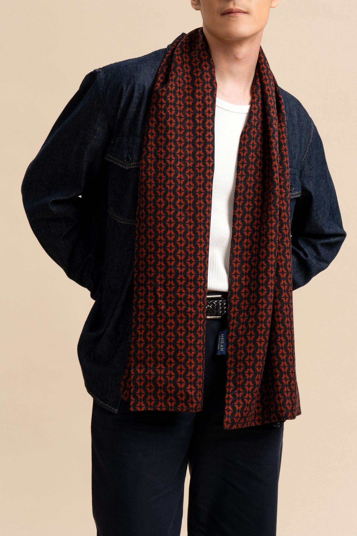 Green and Orange Silk Scarf