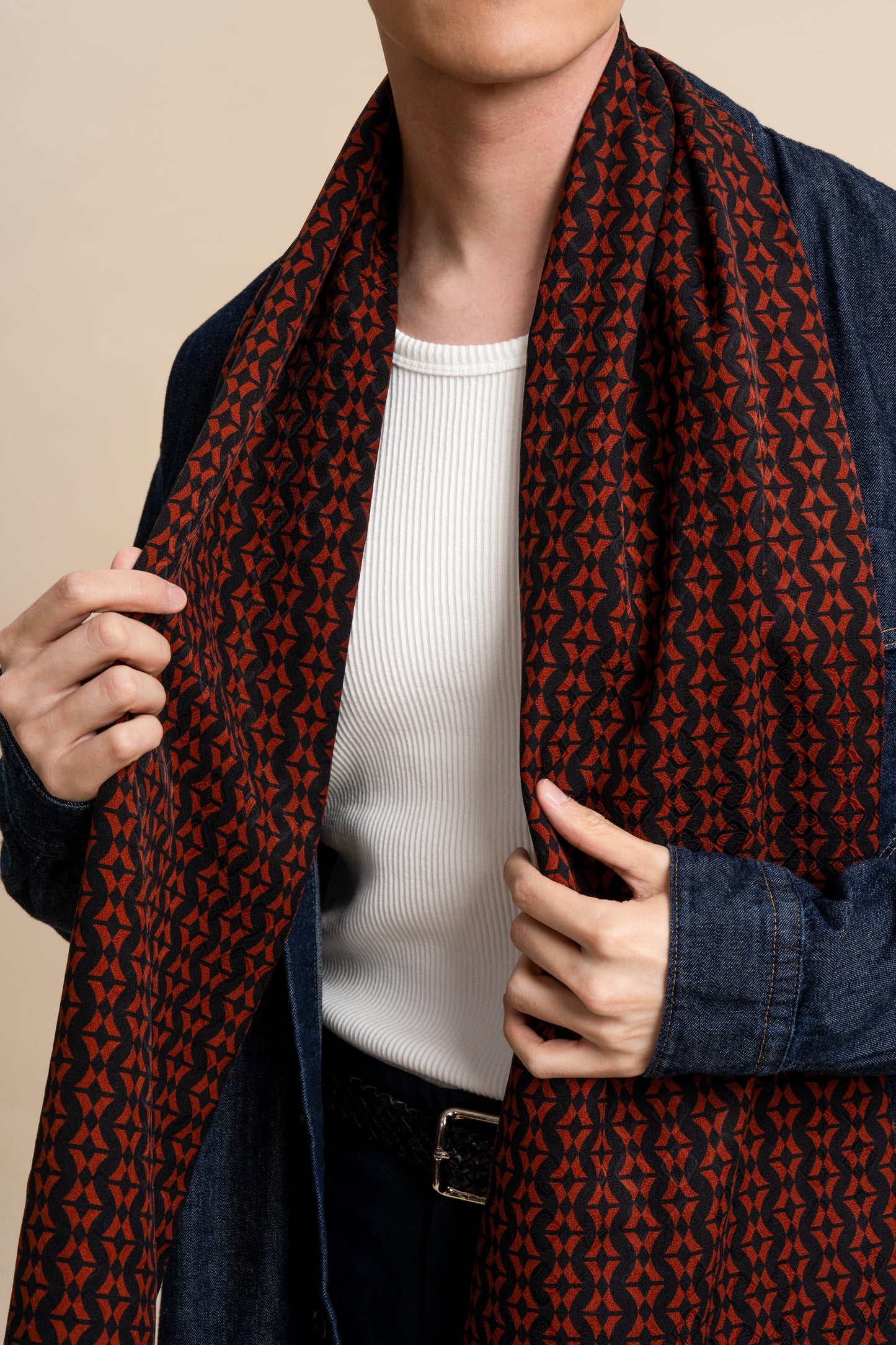 Green and Orange Silk Scarf