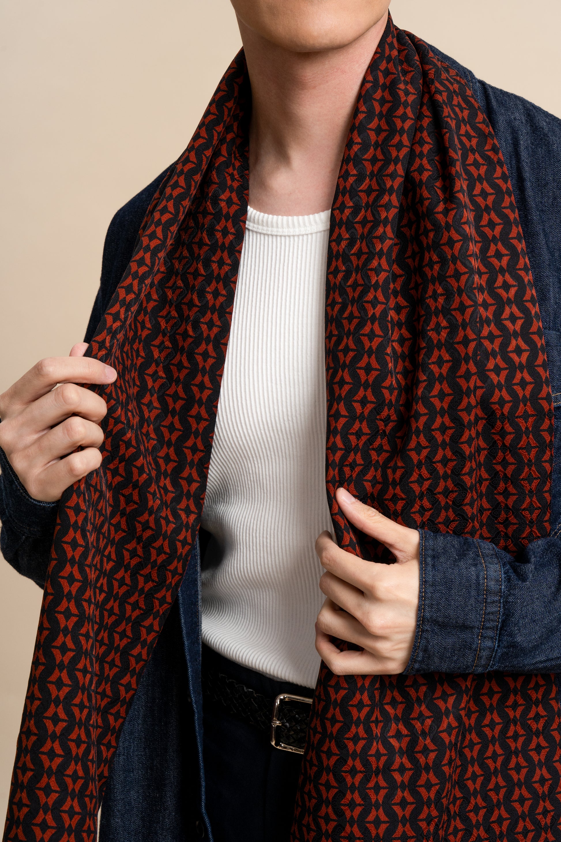 Green and Orange Silk Scarf