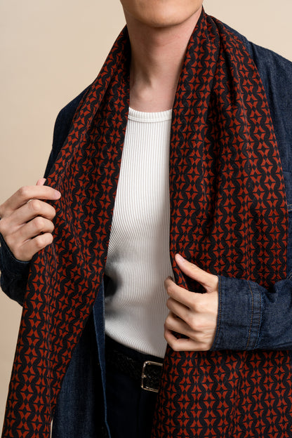 Green and Orange Silk Scarf