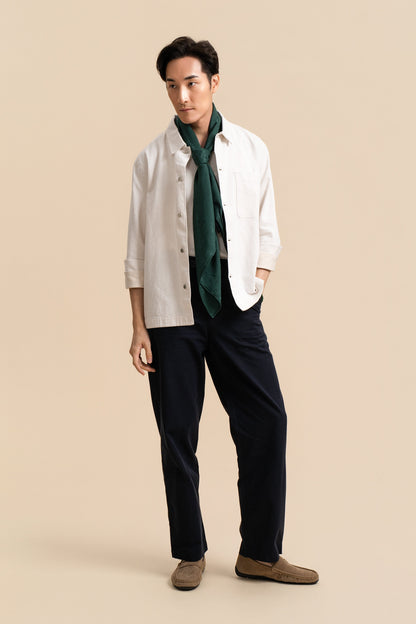 Green Square Silk Scarf with Dragon Motif