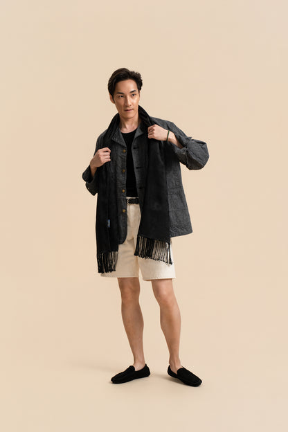 30 Momme Black Silk Scarf Dotted Sunflowers