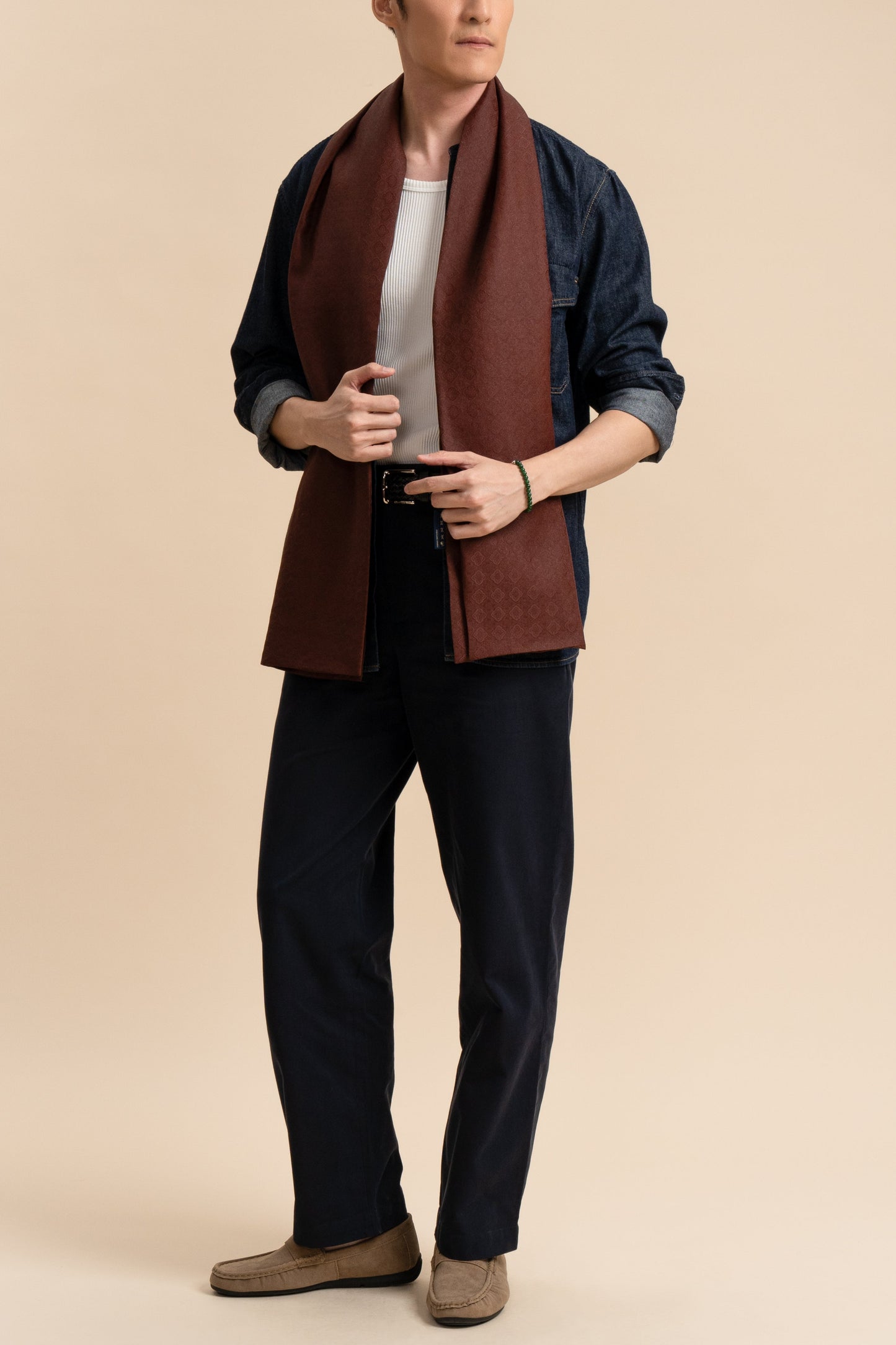 Cinnabar Red Silk Scarf