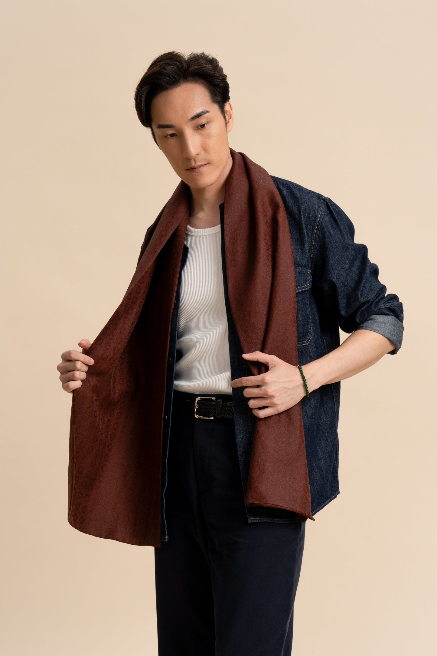 Cinnabar Red Silk Scarf