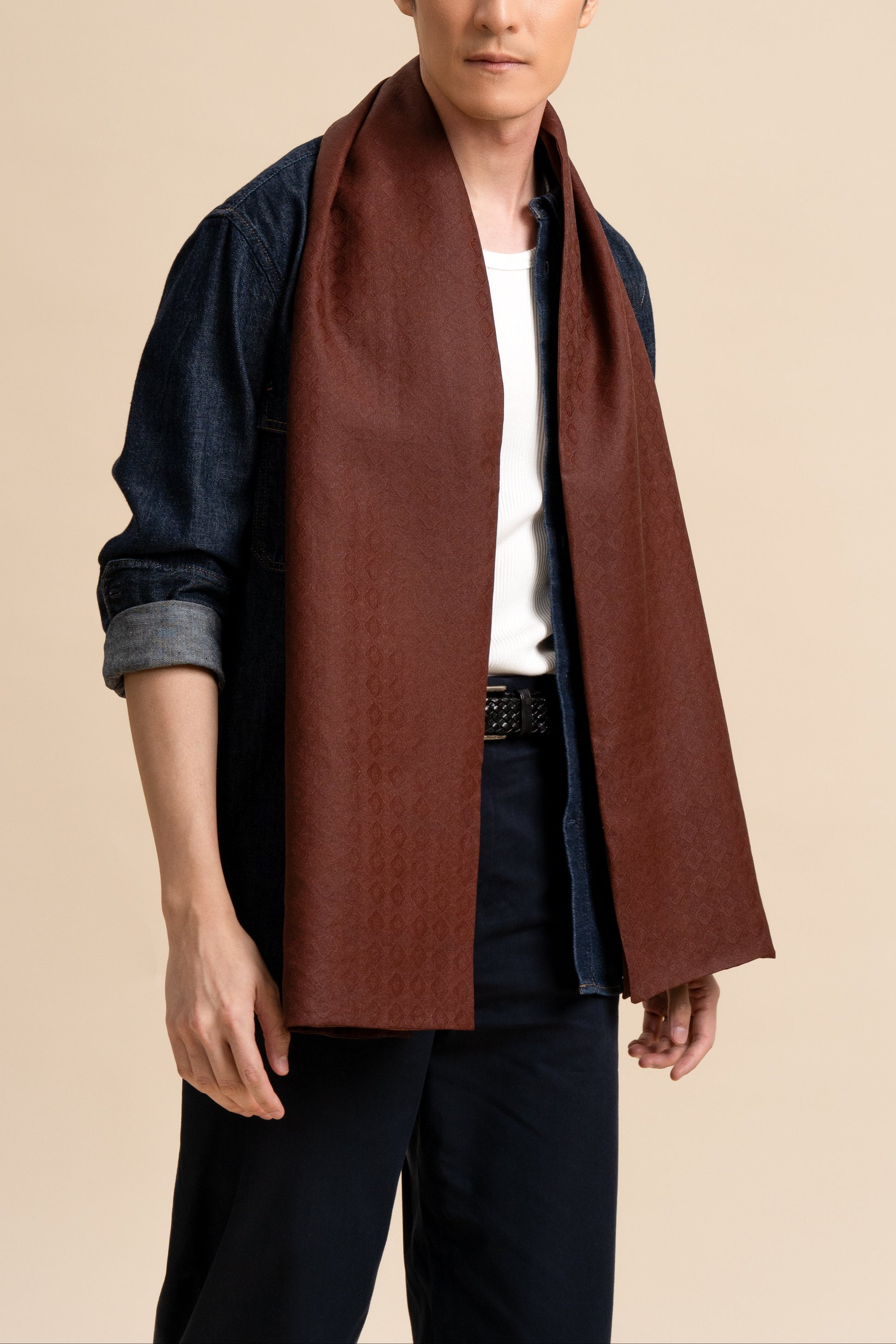 Cinnabar Red Silk Scarf