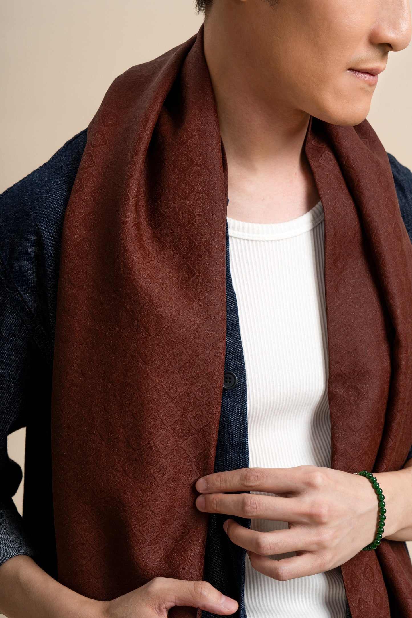 Cinnabar Red Silk Scarf