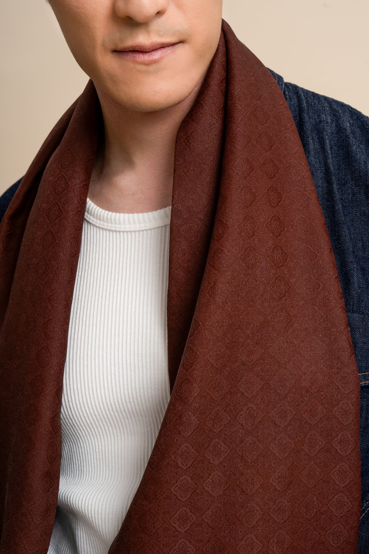 Cinnabar Red Silk Scarf