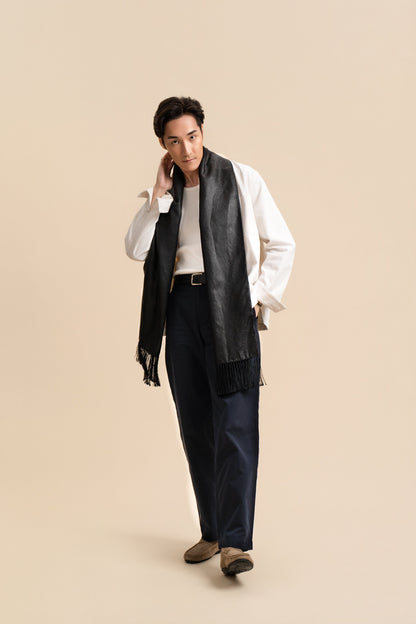 Black Dotty Flower Silk Scarf