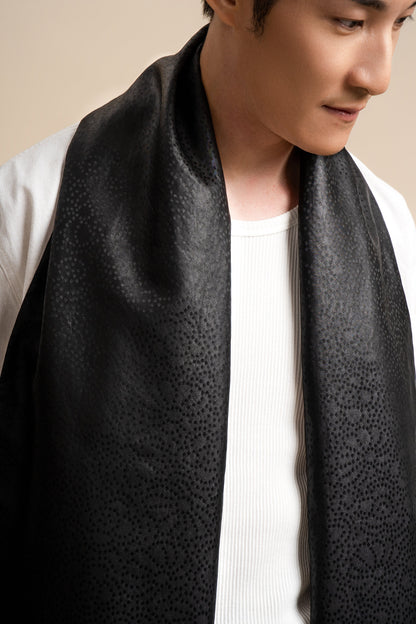 Black Dotty Flower Silk Scarf